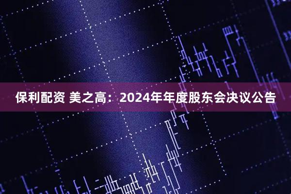 保利配资 美之高：2024年年度股东会决议公告
