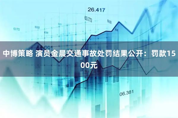 中博策略 演员金晨交通事故处罚结果公开：罚款1500元